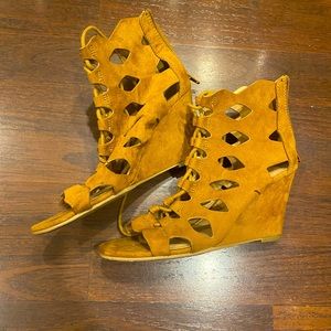 Faux suede wedges